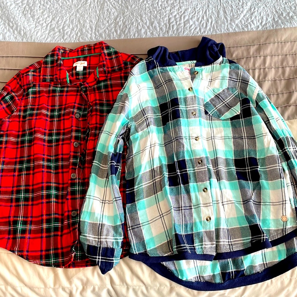 Girls size 10 flannel long sleeve shirts